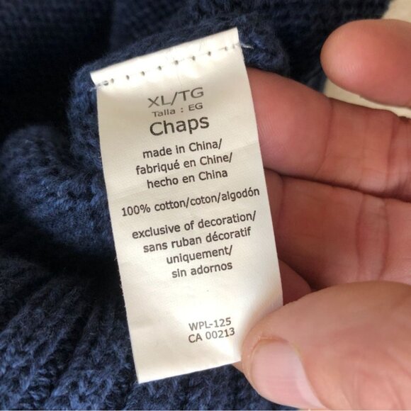 Chaps Mens Sweater Size XL Long Sleeve High Neck Henley Long Sleeve Blue Knit - Picture 9 of 13